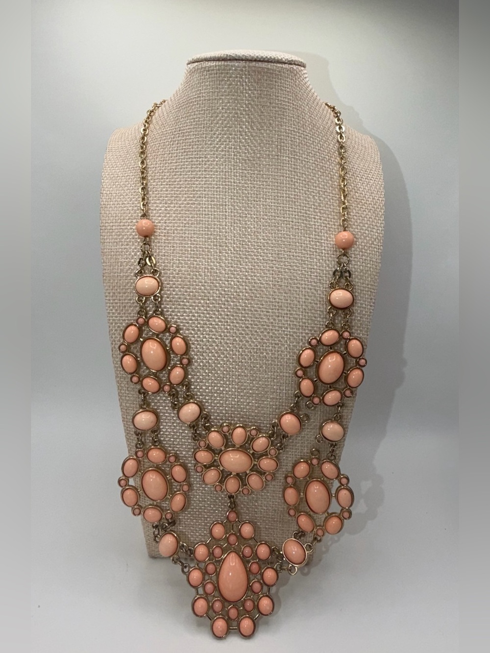 Statement Peach Floral Cluster Necklace - Women Jewelry